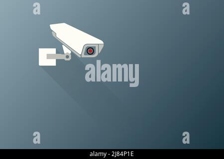 Security Concept,CCTV camera attached to a black background wall outside.vector illustration Stock Vector