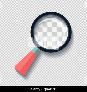 Magnifying glass with long shadow black,Simple design style.vector illustration Stock Vector