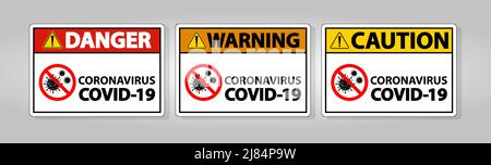 Warning sign,caution outbreak coronavirus covid 19 Stock Vector