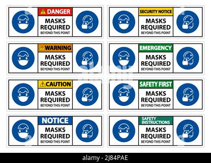 Set Symbol Masks Required Beyond This Point Sign Stock Vector