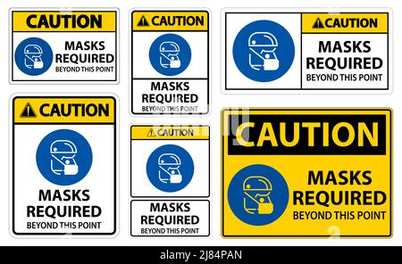 Caution Symbol Masks Required Beyond This Point Sign Stock Vector Image ...