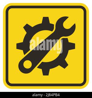 Symbol Service Tool Sign On Yellow Background Stock Vector