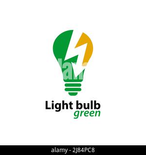 Ecology light bulb green logo icon design templat on White Background,Vector Illustration Stock Vector