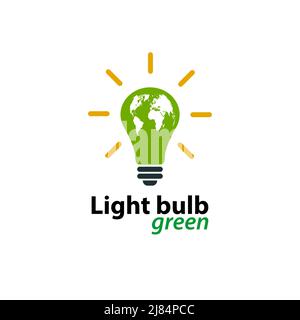 Ecology light bulb green logo icon design templat on White Background,Vector Illustration Stock Vector
