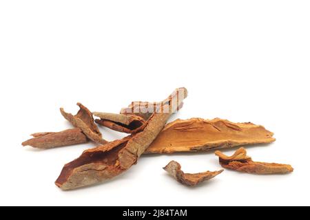 Cinnamon bark spice isolated on white background. Stock Photo