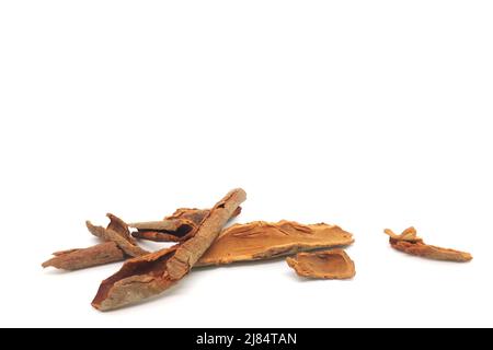 Cinnamon bark spice isolated on white background. Stock Photo