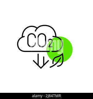 Carbon dioxide emission reduction. Pixel perfect, editable stroke line art icon Stock Vector
