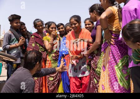 Kavant, the gathering arena for a tribal group since time immemorial. It is a gathering of the Rathva community. Stock Photo