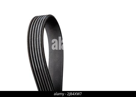 Belt drive, A mechanism in which power is transmitted by a continuous flexible belt. V-ribbed belt. Stock Photo