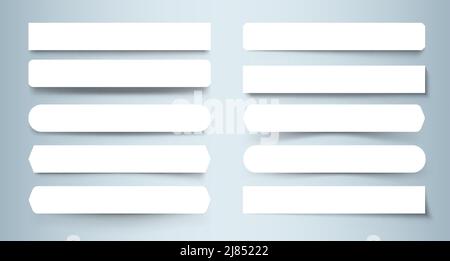 Paper divider with shadow. Realistic tag and label with shadow overlay effect, line rectangular sticker. Vector empty isolated set Stock Vector