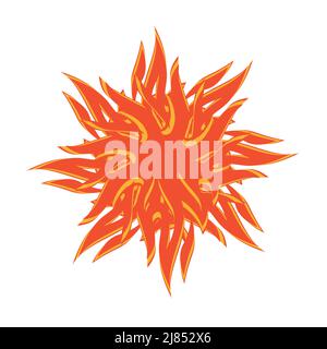 Flaming sun vector illustration on a white background Stock Vector
