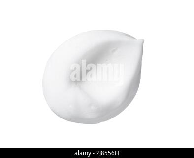 Skincare cleanser foam texture. Swatches of soap, shampoo and cleansing mousse foam on white background. Close-up of facial cleansing soap. Stock Photo