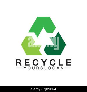 green arrow recycle logo vector icon template Stock Vector