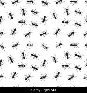 Seamless pattern with ants. Vector illustration white background Stock Vector