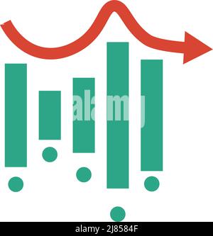 Arrow and bar  graph icon. Editable vector. Stock Vector