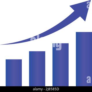 Purple arrow and bar graph. Business chart. Editable vector. Stock Vector