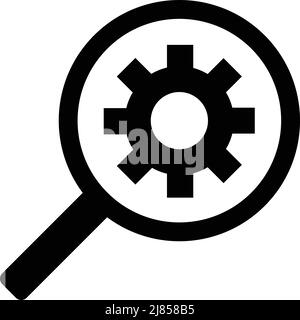 Magnifying glass and gear icon set. Editable vector. Stock Vector