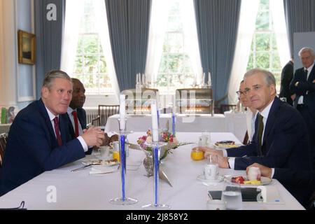 Labour leader Sir Keir Starmer meets Prime Minister of Norway, Jonas Gahr Store at the Embassy of Norway in London. Picture date: Friday May 13, 2022. Stock Photo