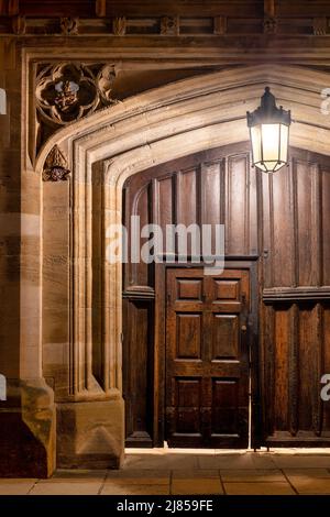 Brasenose College door and light at dawn. Oxford, Oxfordshire, England Stock Photo