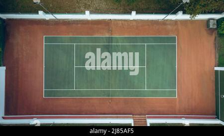 Aerial view of a tennis court layout with copy space Stock Photo