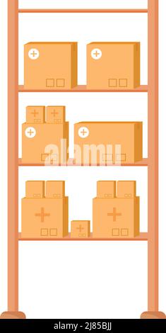 Shelves with medical equipment semi flat color vector element Stock Vector