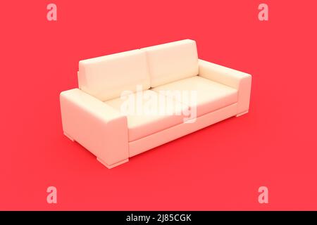 Red background, solid color style interior scene with a light colored sofa  in the scene. 3D rendering Stock Photo - Alamy