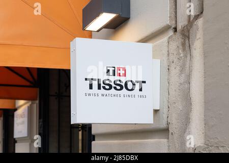 VALENCIA, SPAIN - MAY 05, 2022: Tissot is a Swiss luxury watchmaker Stock Photo