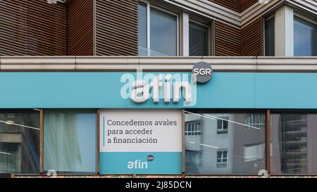 VALENCIA, SPAIN - MAY 05, 2022: Afin SGR is a non-profit financial entity Stock Photo