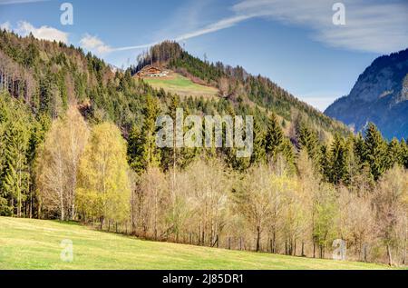 Austrian Alps near the Hohenwerfen Castle Stock Photo