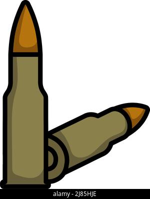 Icon Of Rifle Ammo. Editable Bold Outline With Color Fill Design. Vector Illustration. Stock Vector