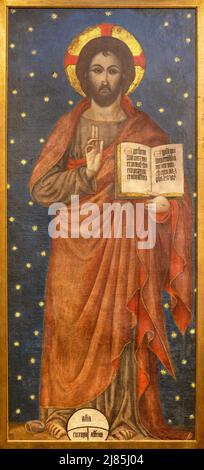 VALENCIA, SPAIN - FEBRUAR 14, 2022: The painting of Christ the Teacher from  side chapel of the Cathedral. Stock Photo