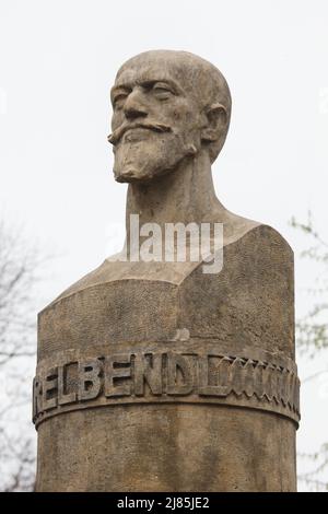 Monument to Czech composer Karel Bendl designed by Czech sculptor Stanislav Sucharda (1914-1916) in Bubeneč district in Prague, Czech Republic. Stock Photo