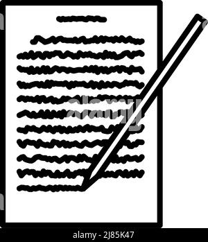 Sheet With Text And Pencil Icon. Bold outline design with editable stroke width. Vector Illustration. Stock Vector