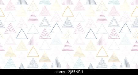 Fun and colorful seamless pattern with hand drawn triangles, great for wrapping, textiles, banners, wallpapers - vector surface design Stock Vector