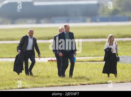 William & Kate Glasgow Airport. Kate boarded a private jet while William jumped on helicopter. Stock Photo