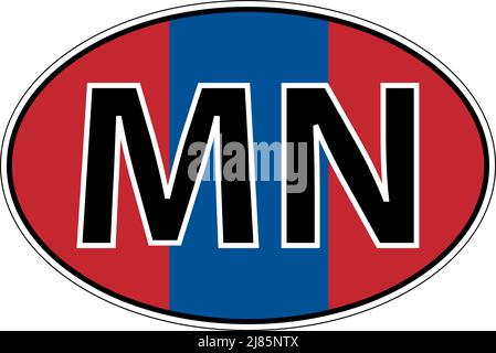 Mongolia MN flag label sticker on car, international license plate Stock Vector