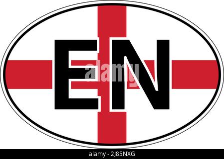 England EN flag label sticker on car, international license plate Stock Vector