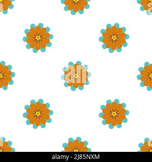 Beautiful colorful flower isolated on white background is in Seamless pattern - vector illustration Stock Vector