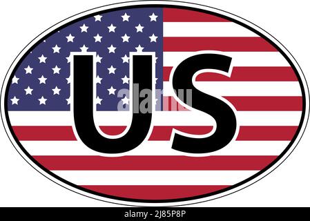 United States America US USA flag label sticker car Stock Vector