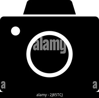 Rectangle button icon Old digital camera. Button banner Rectangle badge interface for application illustration on neomorphic style on white background Stock Vector