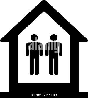 Rectangle button icon Mans in a house. Button banner Rectangle badge interface for application illustration on neomorphic style on white background Stock Vector