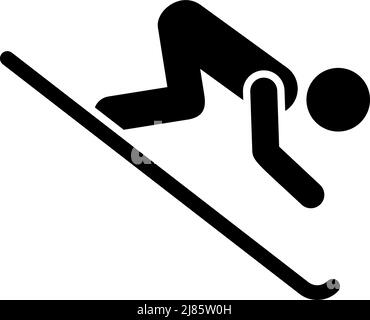 Rectangle button icon Skiing silhouette. Button banner Rectangle badge interface for application illustration on neomorphic style on white background Stock Vector