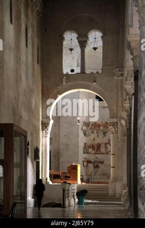 Bari, Italy. Beautiful interior of the Bari Cathedral (12th century). View of the left apse, with remains of 13th century frescoes. Stock Photo