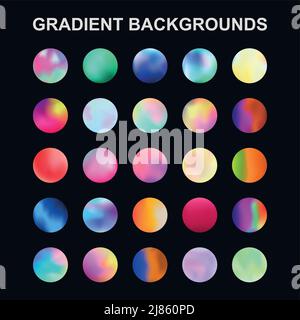Set of 25 different gradient texture backgrounds - Vector illustration Stock Vector