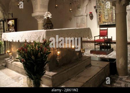 Bari, Italy. The crypt of the Pontifical Basilica of Saint Nicholas ...