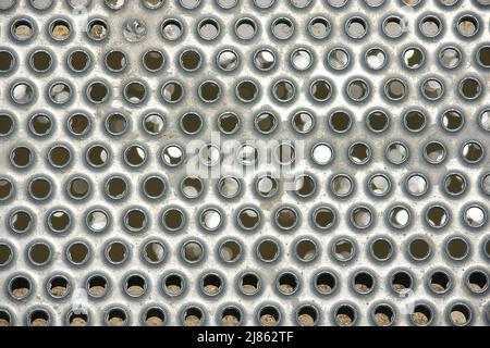 Metal grating on a bridge over the Cardener river in Suria, Barcelona, Catalunya, Spain, Europe Stock Photo