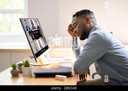 Video Conference Slow Internet Connection. Poor Signal Problem Stock Photo