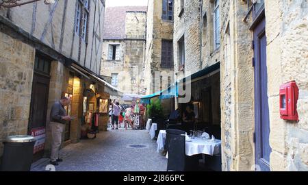 Market in Sarlat Caneda, France, Europe Stock Photo