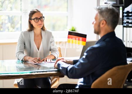 German Immigration Application And Consular Visa Interview Stock Photo