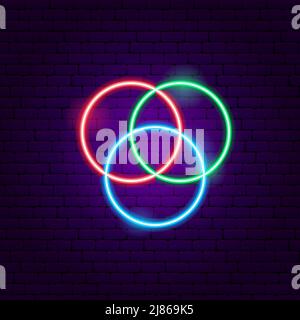 RGB Neon Sign. Vector Illustration of Color Scheme Promotion. Stock Vector